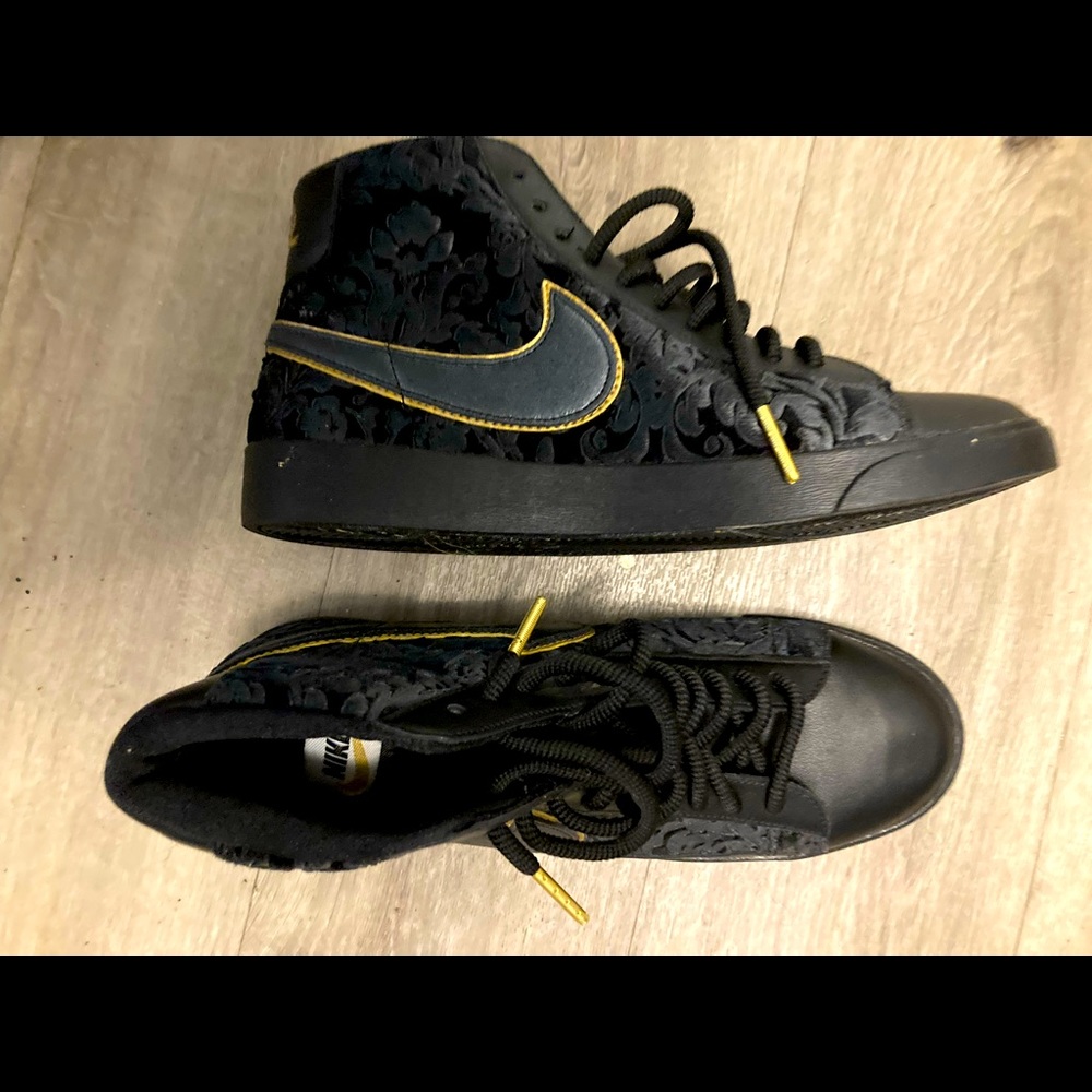 Gold n black suede nike